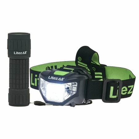PROMIER PRODUCTS Waterproof Flashlight and 4 Mode Headlamp Combo LA-14RB+4MD-4/16